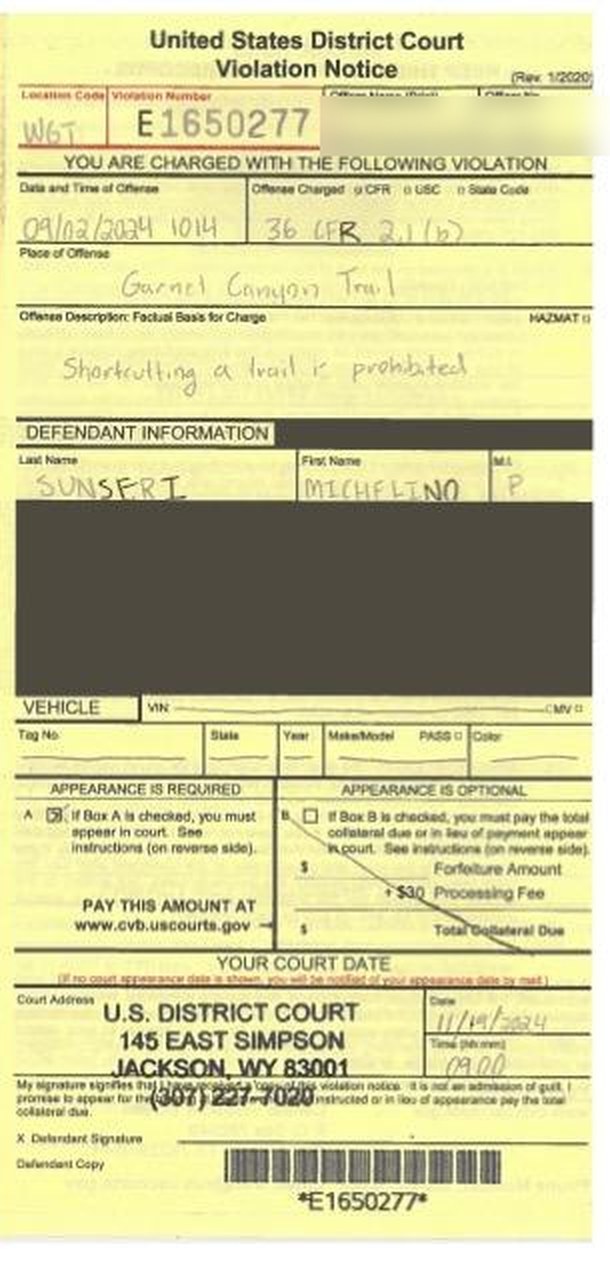 The violation notice